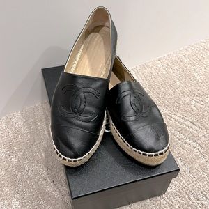 Chanel Black Lambskin Espadrilles- size EU 39